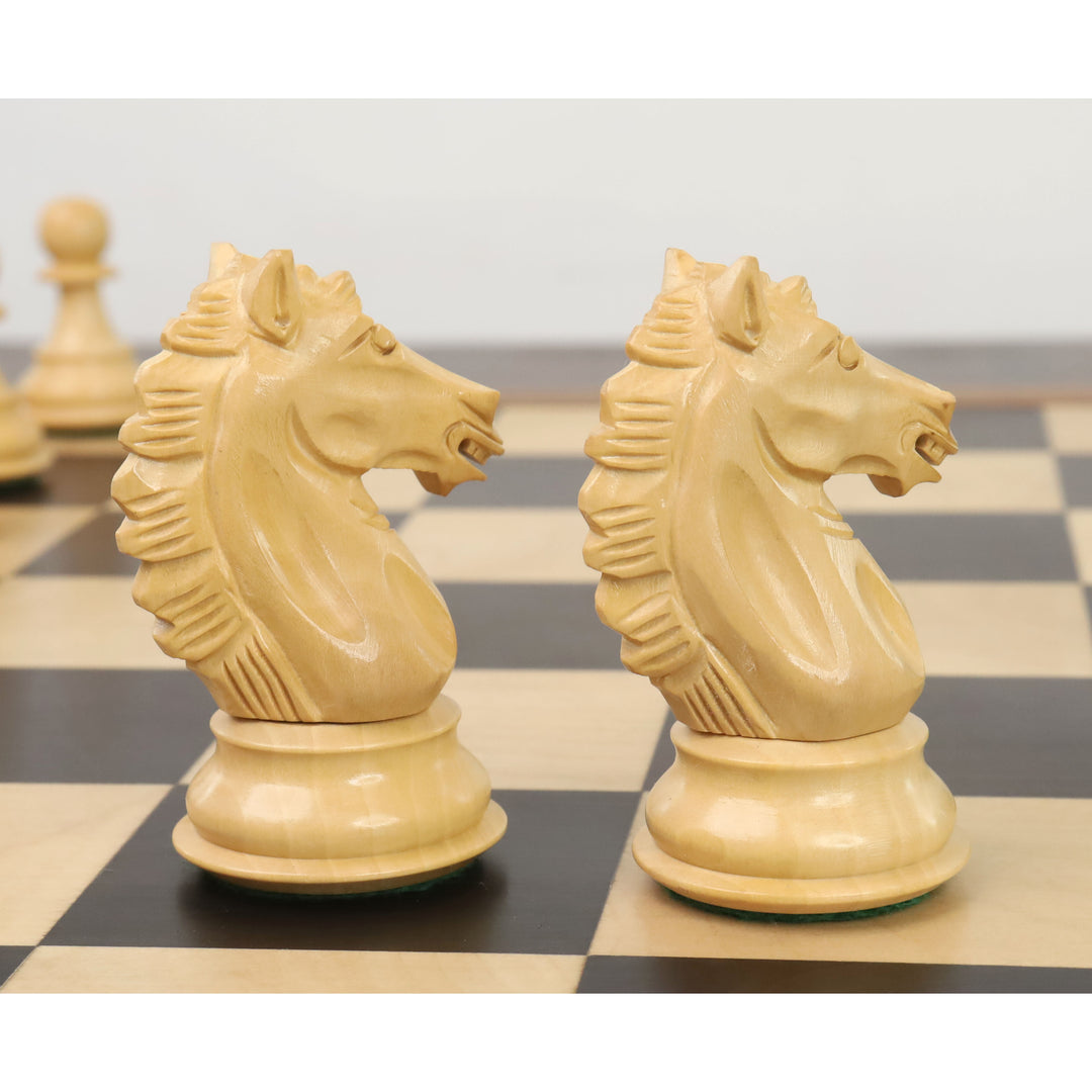 Slightly Imperfect 4" Alban Knight Staunton Chess Set - Chess Pieces Only - Weighted Ebonised Boxwood