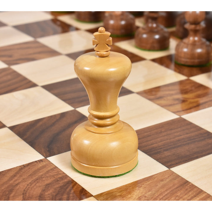 Ligeramente imperfecto 3.1" Juego de ajedrez Staunton Serie Biblioteca - Sólo piezas de ajedrez - Boj ponderado y acacia