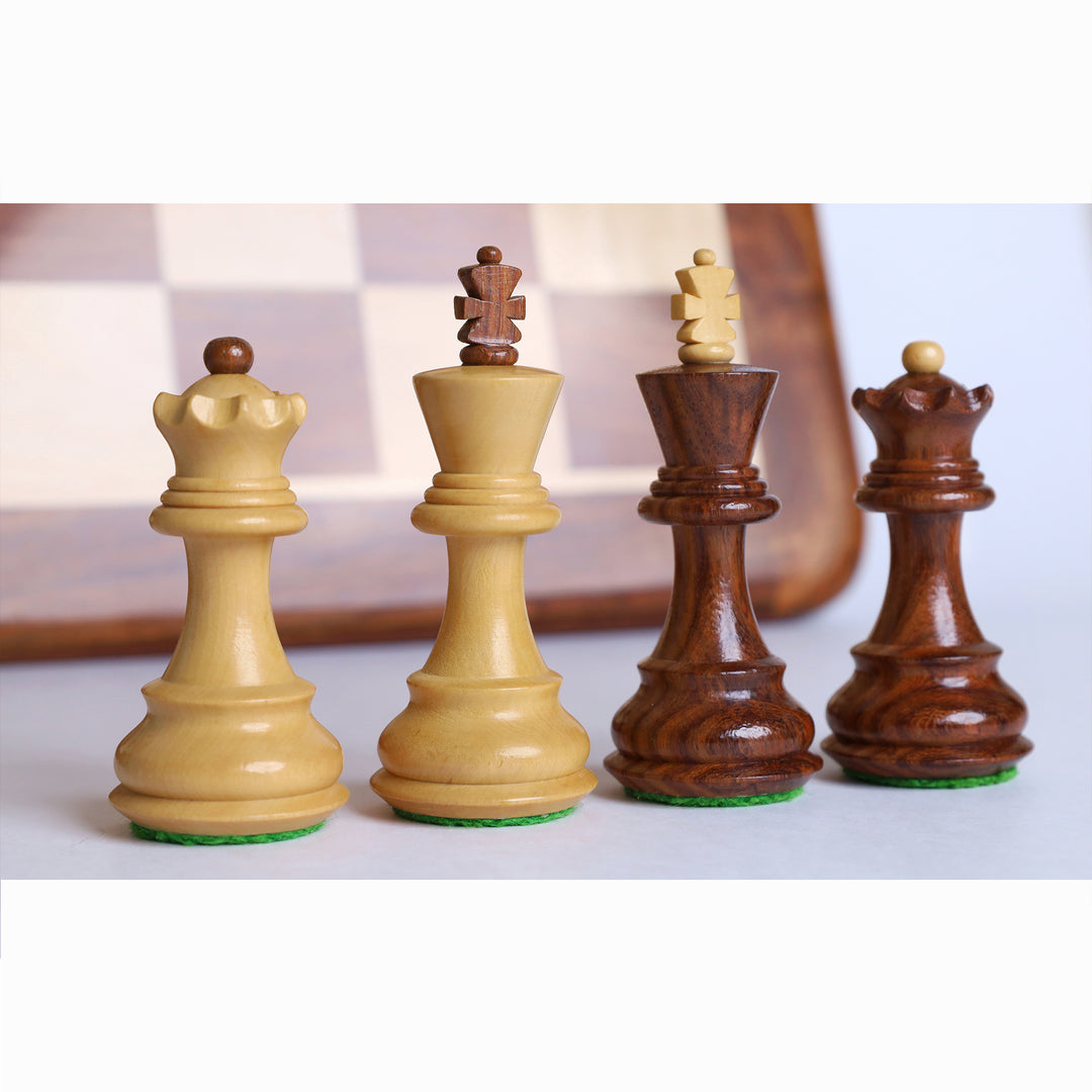 3.1" Russian Zagreb Gift Chess Set Combo - Pieces in Golden Rosewood with 17" Board & Storage Case