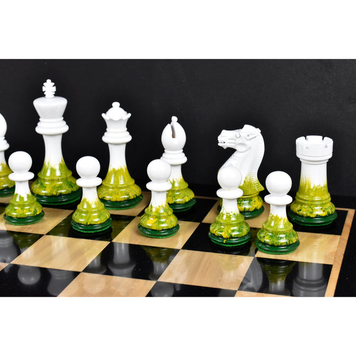 Slightly Imperfect 4.1" Fire & Ice Painted Staunton Weighted Wooden Chess Set- Chess Pieces Only Extra queens