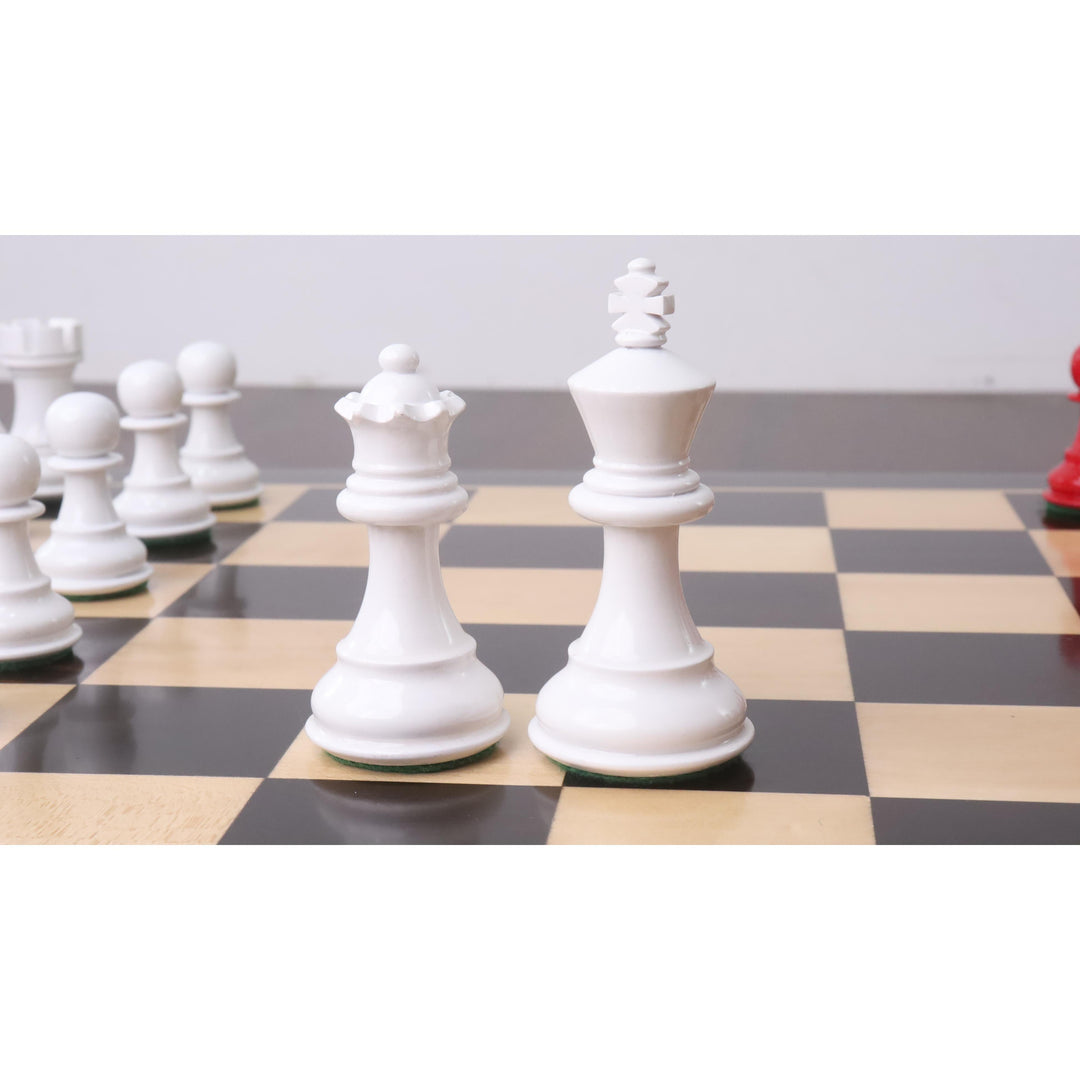 Lidt uperfekt 3" Pro Staunton rød og hvid malet træ skaksæt - kun skakbrikker