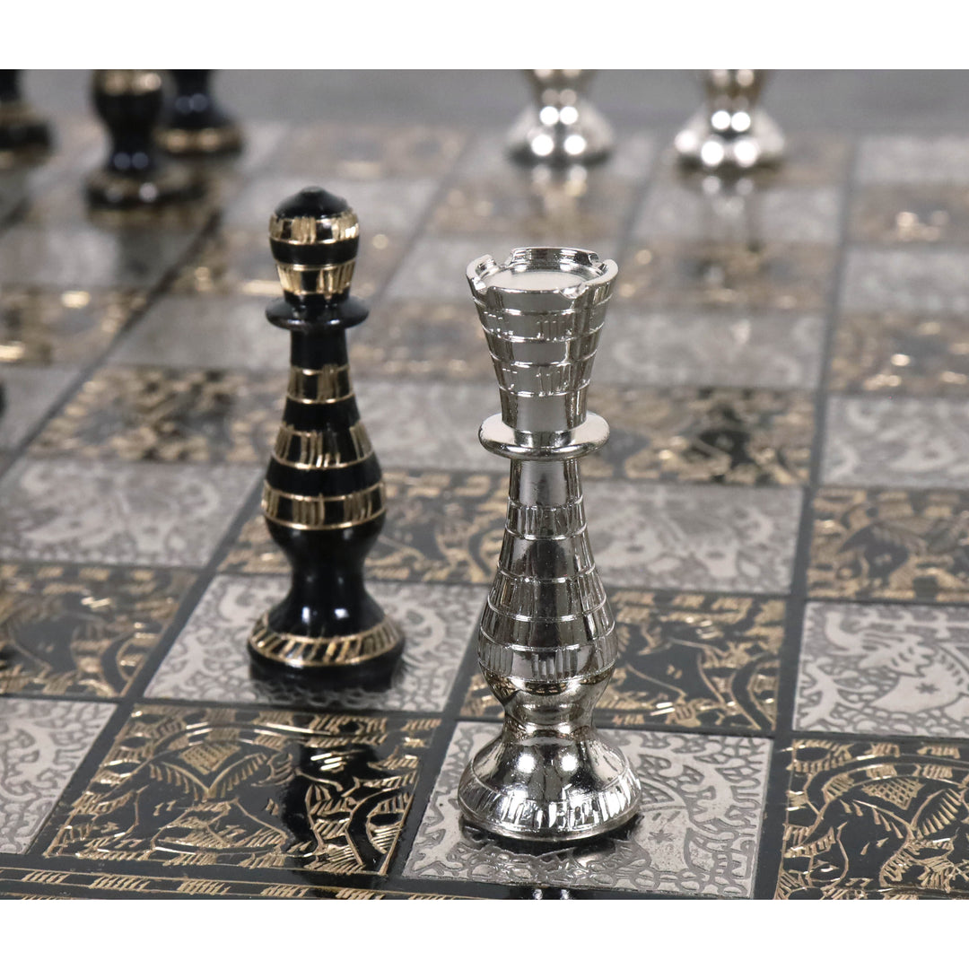 Sovereign Series Brass Metal Luxury Chess Pieces & Board Set- 14" - Unique Art - Warehouse Clearance - USA Shipping Only
