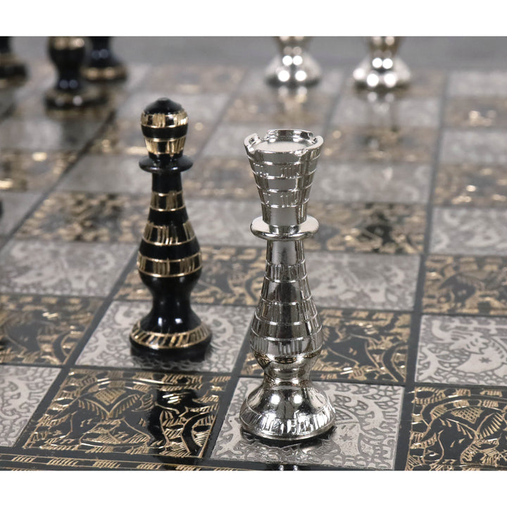Sovereign Series Brass Metal Luxury Chess Pieces & Board Set- 14" - Unique Art - Warehouse Clearance - USA Shipping Only