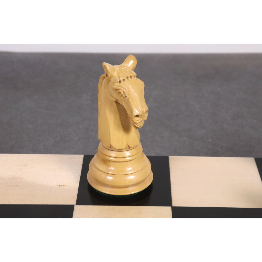 Combo of 4.6″ Rare Columbian Triple Weighted Ebony Wood Luxury Chess Pieces with 22" Printed Chessboard and Storage Box