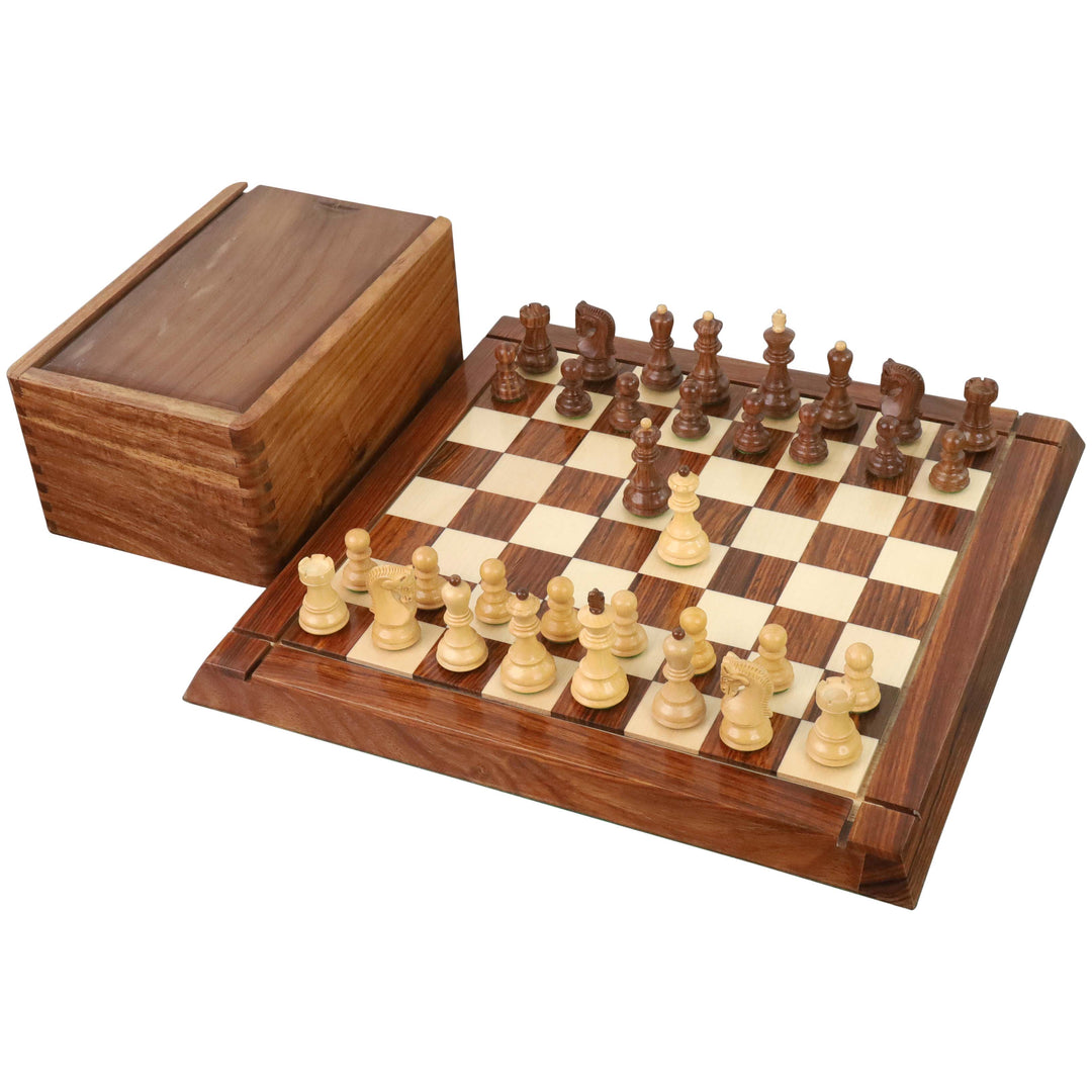 2.6" Juego de Ajedrez Ruso Zagreb Combo -Piezas en Palisandro Dorado con Tablero y Caja