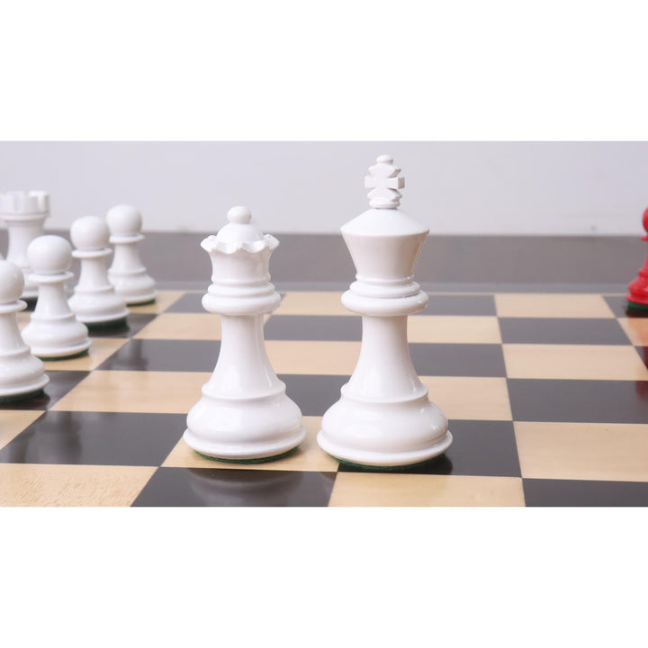 Zestaw drewnianych szachów 3” Pro Staunton pomalowanych na czerwono i biało - tylko szachy