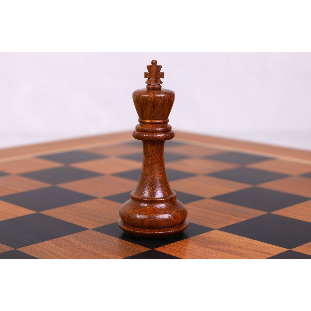 Combo of 4.1" Pro Staunton Weighted Golden Rosewood Chess Set With 22.5" Ebony Acacia Chess Board & Storage Box