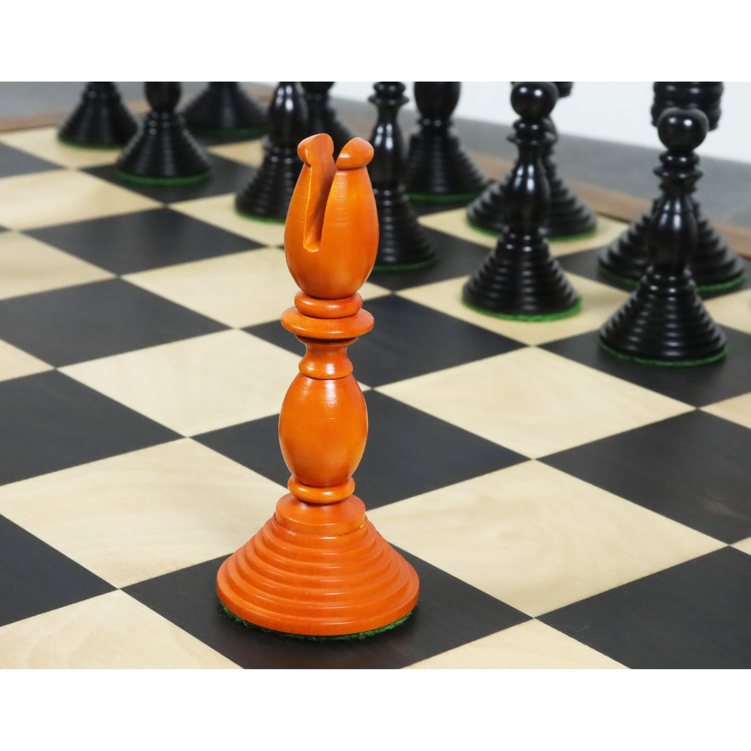 Slightly Imperfect 4.7" Pre-Staunton Chess Set - Chess Pieces Only - Double Weighted Ebony & Antiqued Boxwood