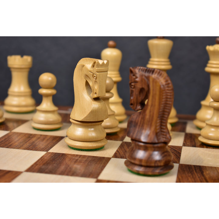 Slightly Imperfect 3.9" Russian Zagreb Chess Set- Chess Pieces Only - Weighted Golden Rosewood - Extra queens