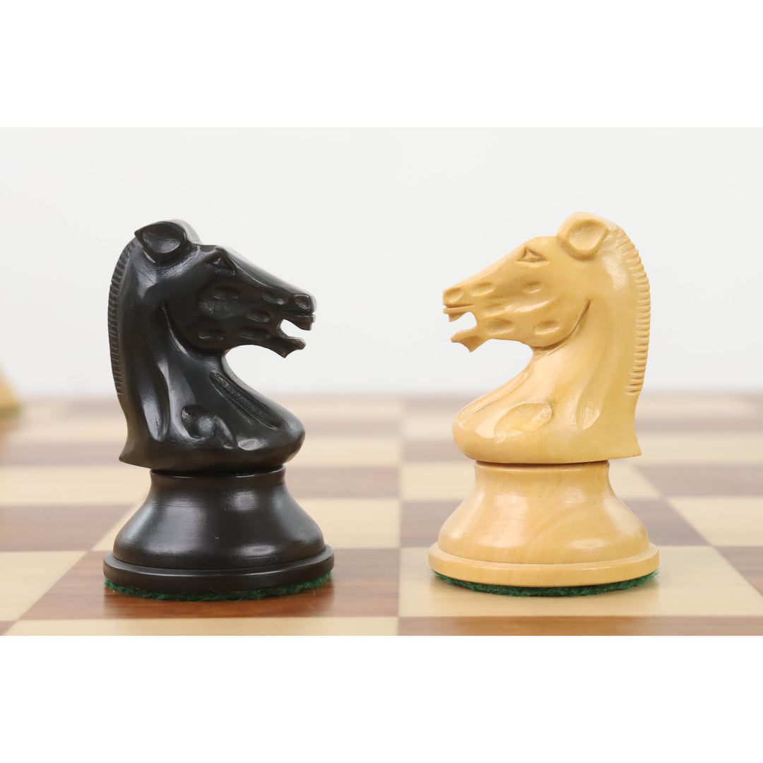 Jeu d'échecs Drueke Reproduced 3.7" légèrement imparfait - Pièces d'échecs uniquement - Buis ébénisterie