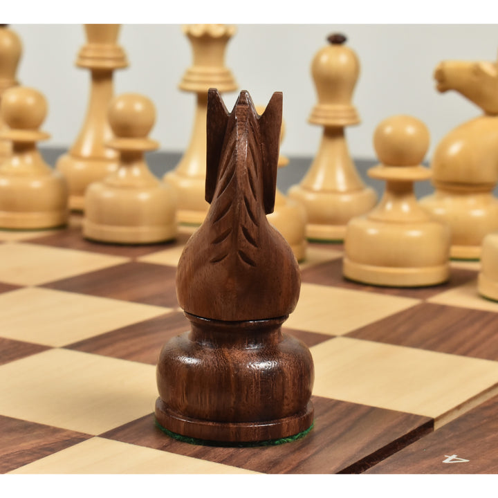 Slightly Imperfect 1960's Soviet Championship Tal Chess Set- Chess Pieces Only - Golden Rosewood - 4" King