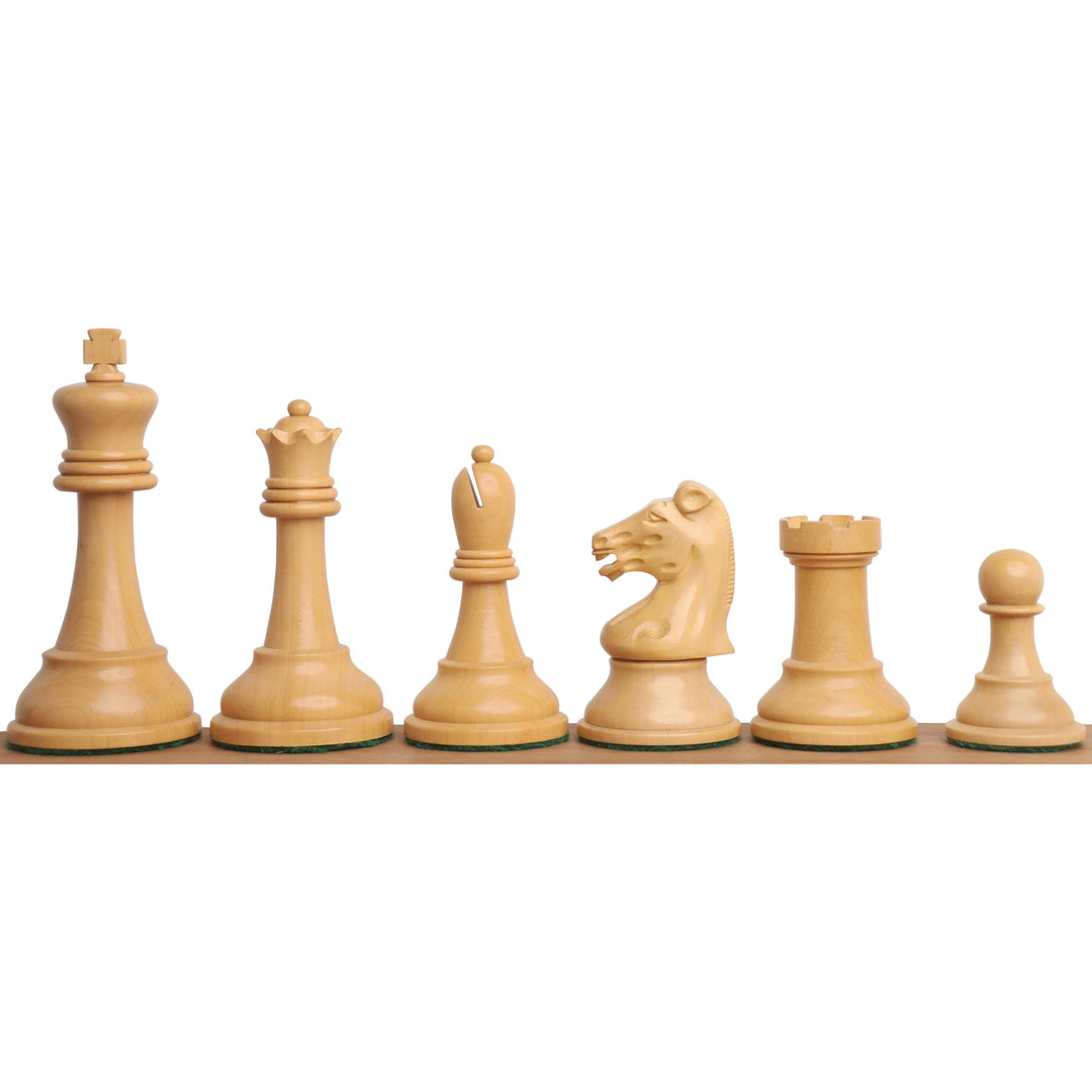 Jeu d'échecs Drueke Reproduced 3.7" légèrement imparfait - Pièces d'échecs uniquement - Bois de rose doré