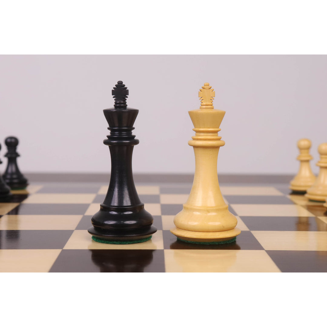 3.3" Spiraled Steed Luxury Chess Set - Ebony & Boxwood with Board and Leatherette Coffer Storage Box