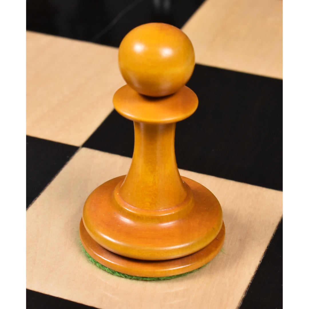 Jeu d'échecs légèrement imparfait du 19ème siècle reproduit par B & Co - Pièces d'échecs uniquement - Bois d'ébène véritable - 4.3″.