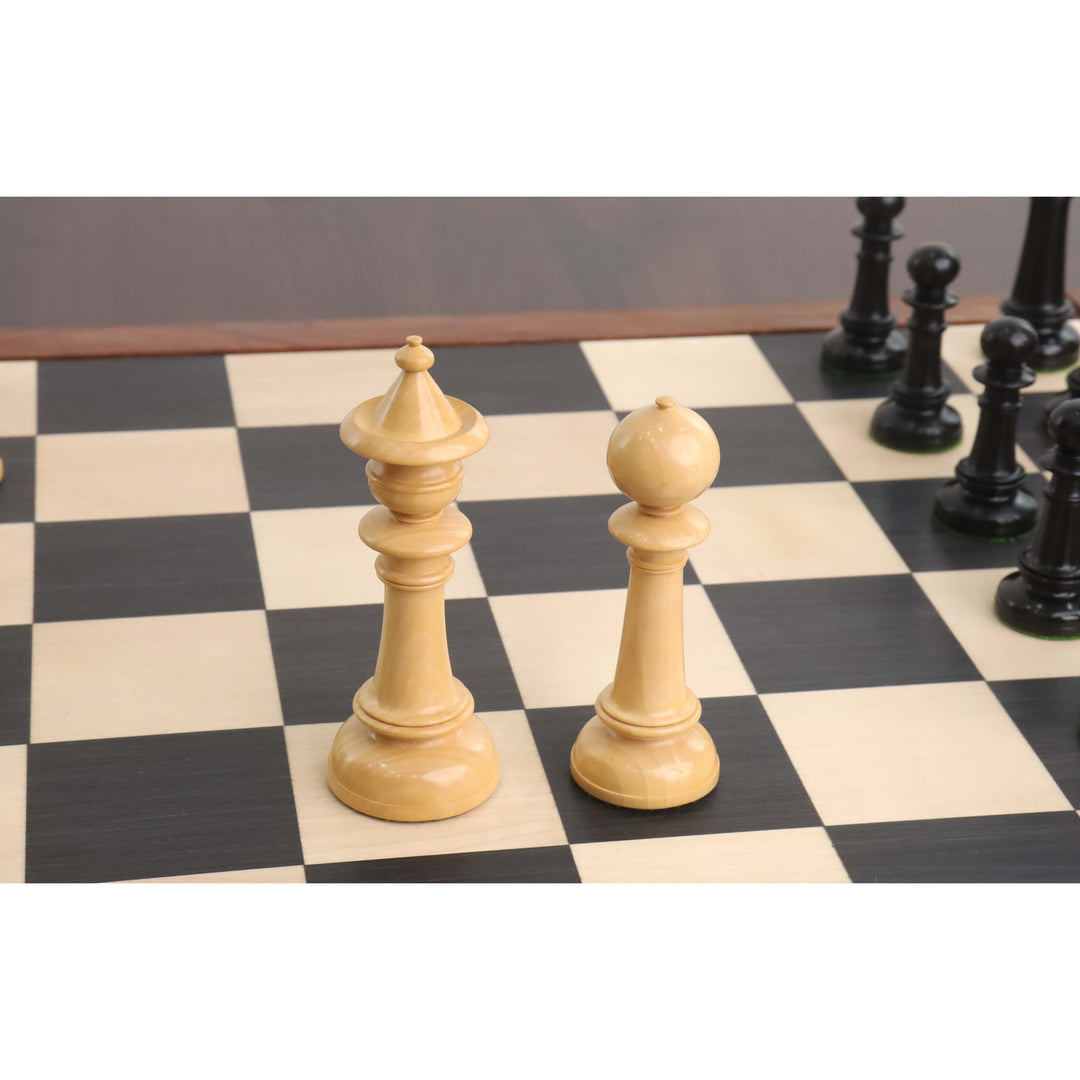 Jeu d'échecs 4" Edinburgh Northern Upright Pre-Staunton - Pièces d'échecs uniquement - Bois d'ébène