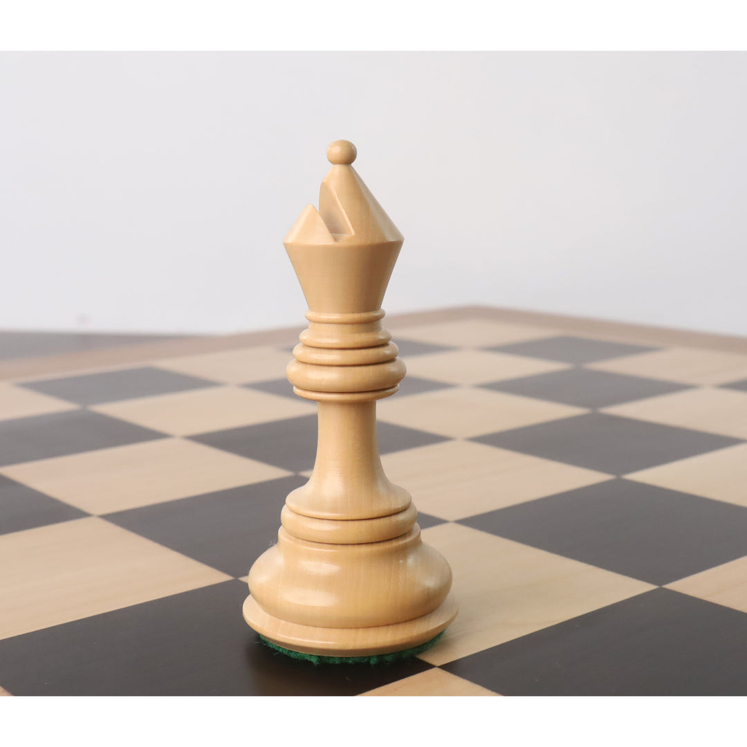 Combo of 4.5" Tilted Knight Luxury Staunton Chess Set - Ebony Wood & Boxwood - 23" Large Ebony & Maple Wood Chessboard With Box