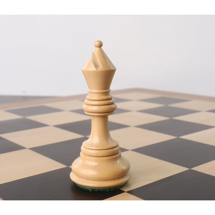 Combo of 4.5" Tilted Knight Luxury Staunton Chess Set - Ebony Wood & Boxwood - 23" Large Ebony & Maple Wood Chessboard With Box