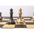 3.9" Fierce Knight Series Brass Metal Luxury Chess Set - Pieces Only - Metallic Gold & Grey - Warehouse Clearance - USA Shipping Only