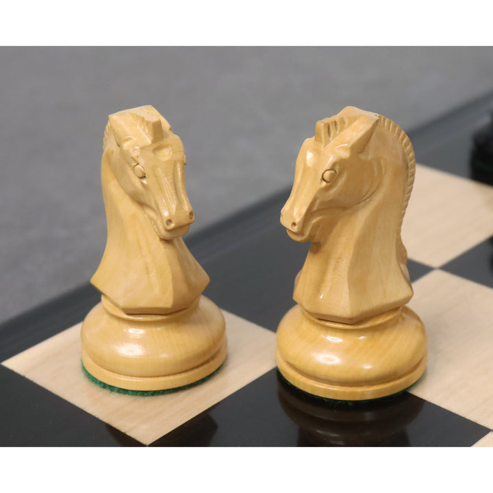 Jeu d'échecs Fischer Dubrovnik légèrement imparfait des années 1950 - Pièces d'échecs uniquement - Ebène et buis - 3.8 " Roi