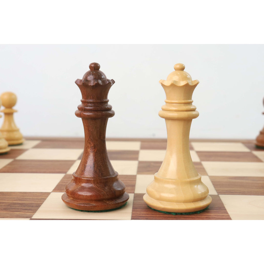 Combo of 4.1" Pro Staunton Weighted Wooden Chess Pieces in Golden Rosewood with 21" Board & Wooden Storage Box