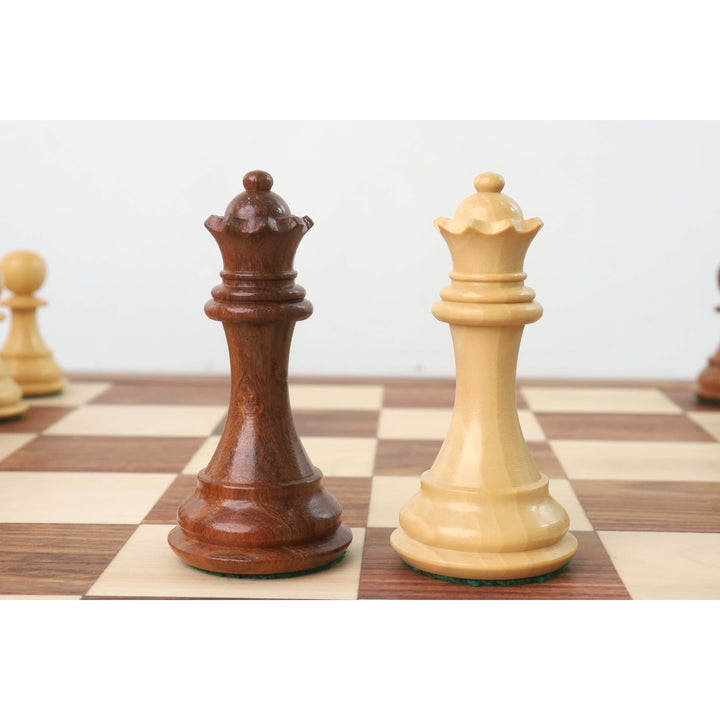 Combo of 4.1" Pro Staunton Weighted Wooden Chess Pieces in Golden Rosewood with 21" Board & Wooden Storage Box
