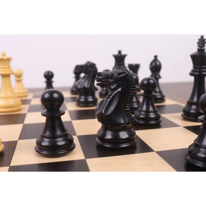 16" Premier Series Magnetic Travel Chess Set- Ebony & Maple Wood Board with Ebonised Boxwood Pieces - Warehouse Clearance - Europe Shipping Only