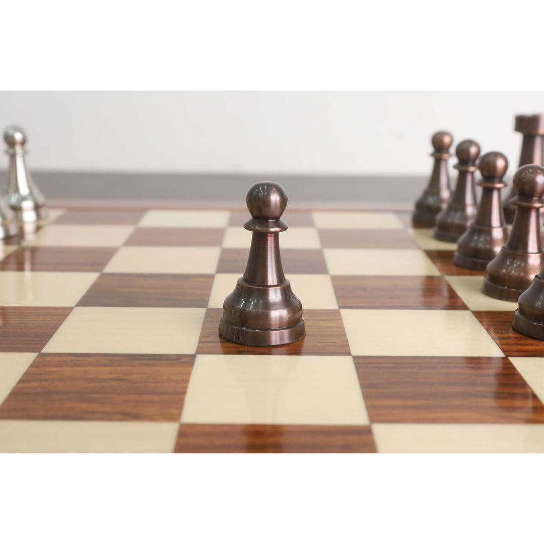 Slightly Imperfect 3.5" Elegance Series Brass Metal Luxury Chess Set - Pieces Only- Antiqued Copper - Warehouse Clearance - USA Shipping Only