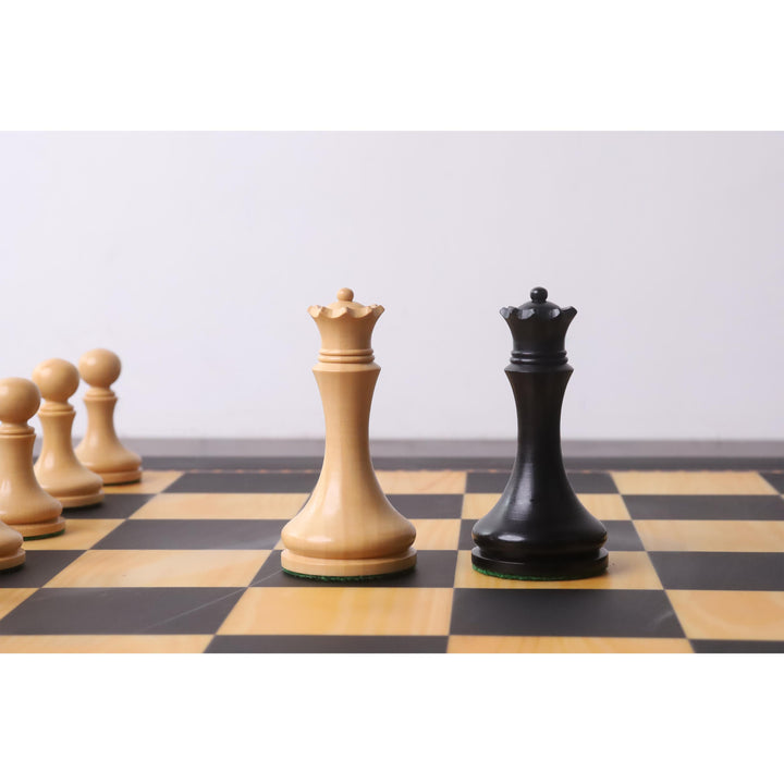 Slightly Imperfect 3.9" Zadar Series Modern Minimalist Chess Set- Chess Pieces Only- Weighted Ebonised Boxwood