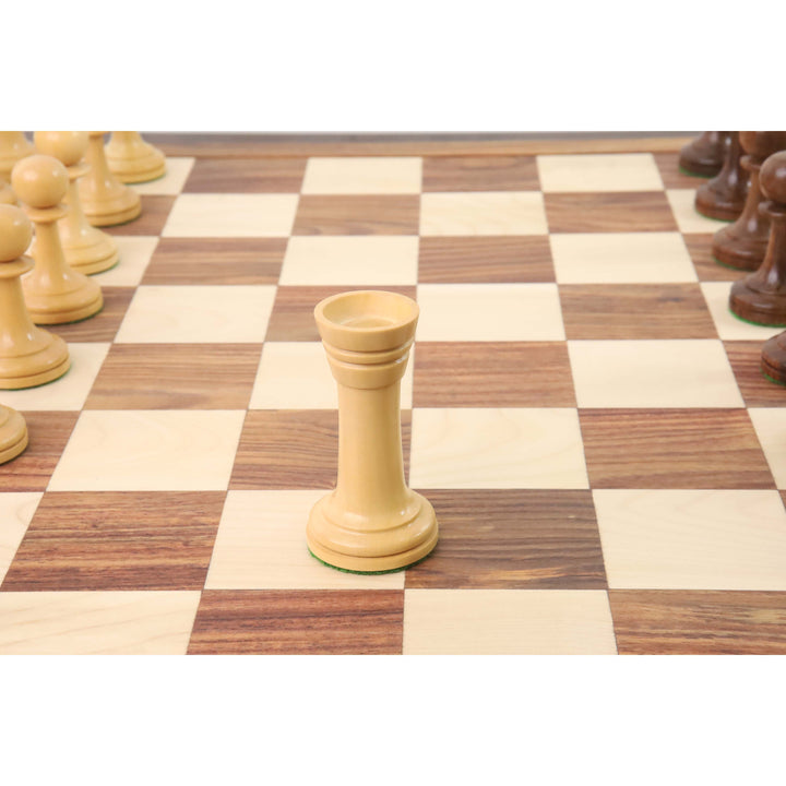 Kombo radzieckiego rosyjskiego zestaw szachow Averbakh - figury w Złote Drewno Różane z 21” planszą szachową Drueke Style Złote Drewno Różane