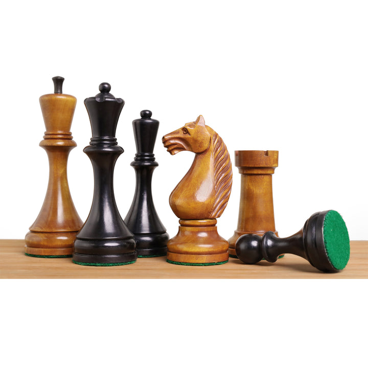 Featured Botvinnik Flohr II Soviet chess pieces showcasing the king, queen, bishop, knight, rook, and pawn.