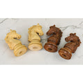 Collection of light and dark wooden chess knights compatible with Chessnut Pro.
