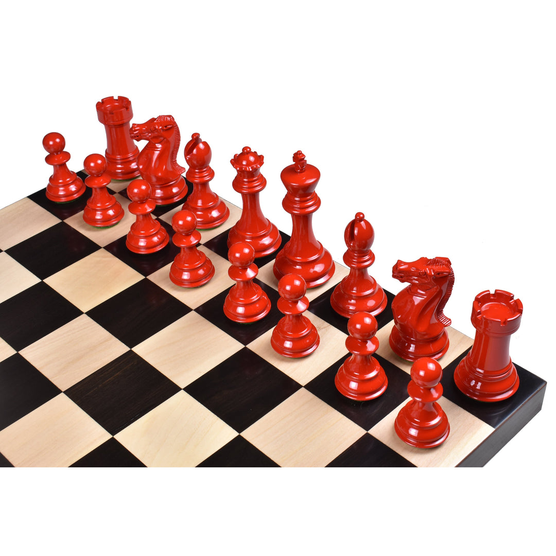 Pro Staunton Weighted Red & White Painted Wooden Chess Pieces Set