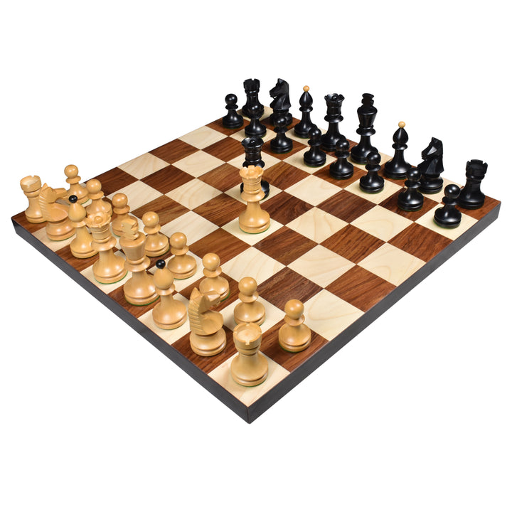 Slightly Imperfect 3.8" Romanian Hungarian Chess Set- Chess Pieces Only - Weighted Ebonised Boxwood