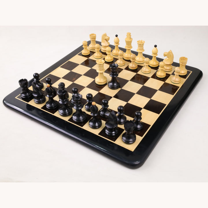 3.8" Romanian Hungarian Chess Set- Chess Pieces Only - Weighted Ebonised Boxwood