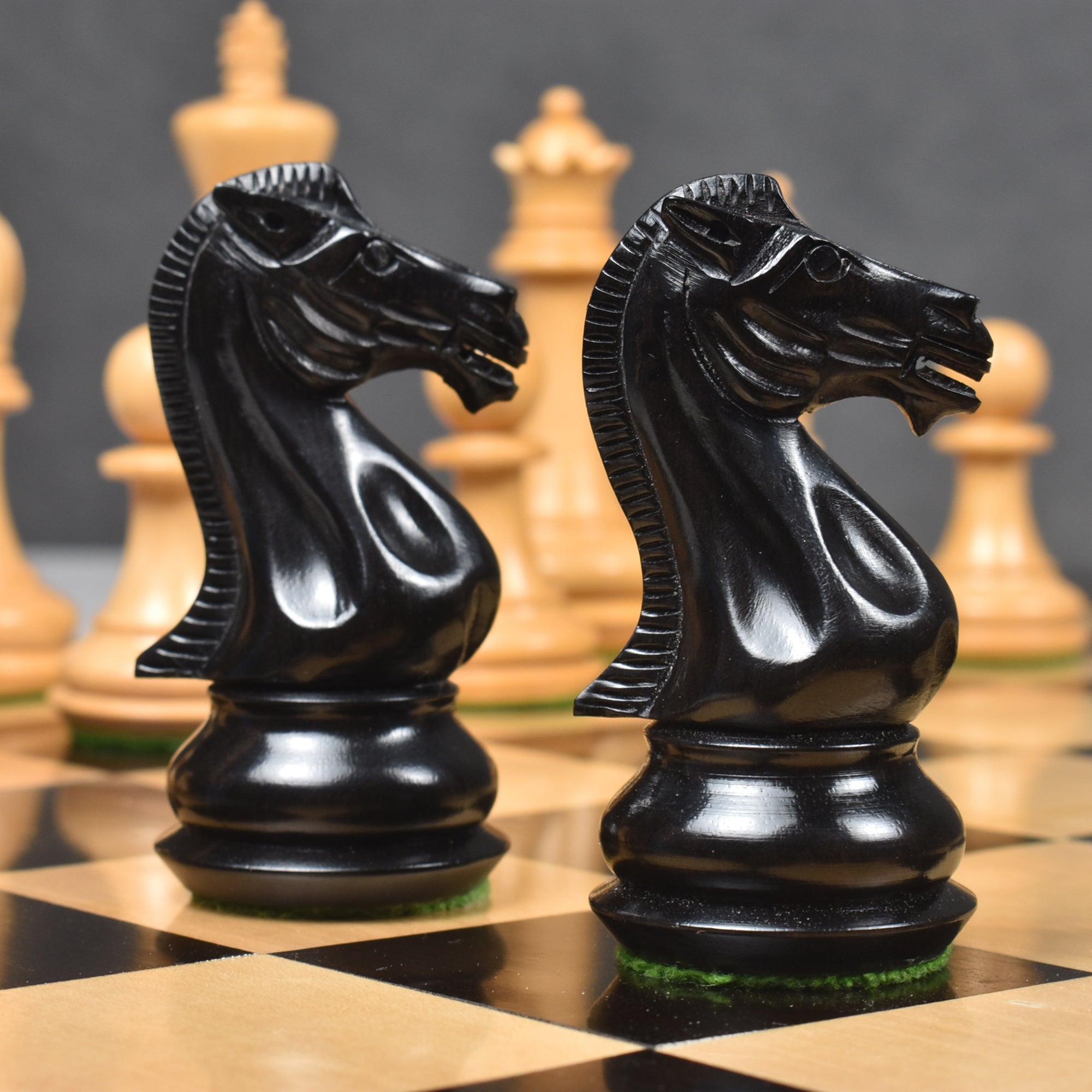 Combo of Chamfered Base Staunton Chess Set - Pieces in Ebony Wood with Board and Box