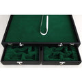 Dual velvet-lined storage drawers with individual compartments for organizing chess pieces up to 4.6 inch king height.