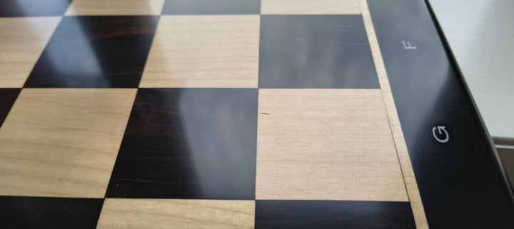 Slightly Imperfect 21" Ebony Wood & Maple Wood Chess board - Square of 55 mm - Algebraic Notations - Warehouse Clearance - Europe Shipping Only