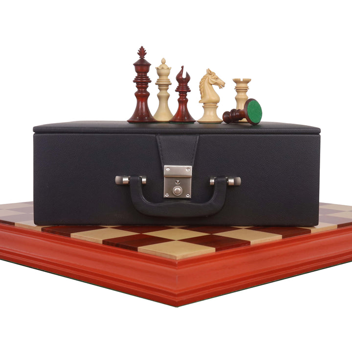 Combo of 4.3" Aristocrat Series Luxury Staunton Chess Set - Pieces in Bud Rosewood & Boxwood with Board and Box