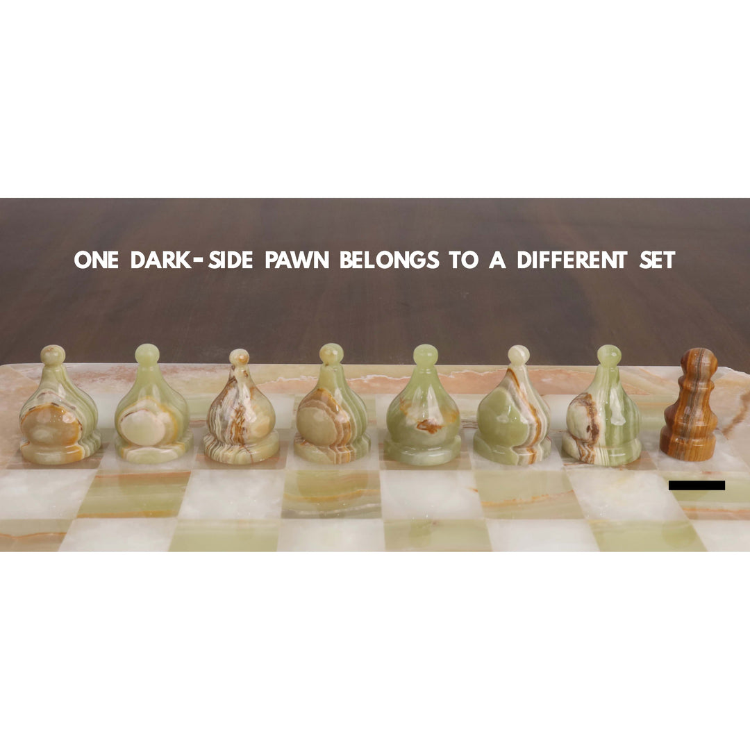 Slightly Imperfect Onyx Marble & Stone Chess Pieces & Board Combo Set - 15" - Handcrafted Chess Set