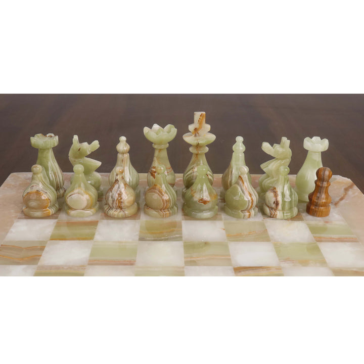 Slightly Imperfect Onyx Marble & Stone Chess Pieces & Board Combo Set - 15" - Handcrafted Chess Set