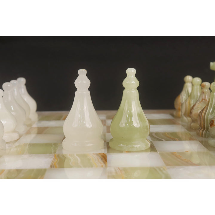 Slightly Imperfect Onyx Marble & Stone Chess Pieces & Board Combo Set - 15" - Handcrafted Chess Set