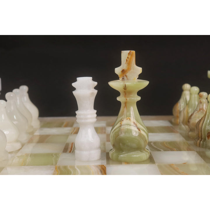 Slightly Imperfect Onyx Marble & Stone Chess Pieces & Board Combo Set - 15" - Handcrafted Chess Set