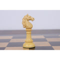 Side profile of a carved boxwood knight piece from the Edinburgh Northern Upright chess set.