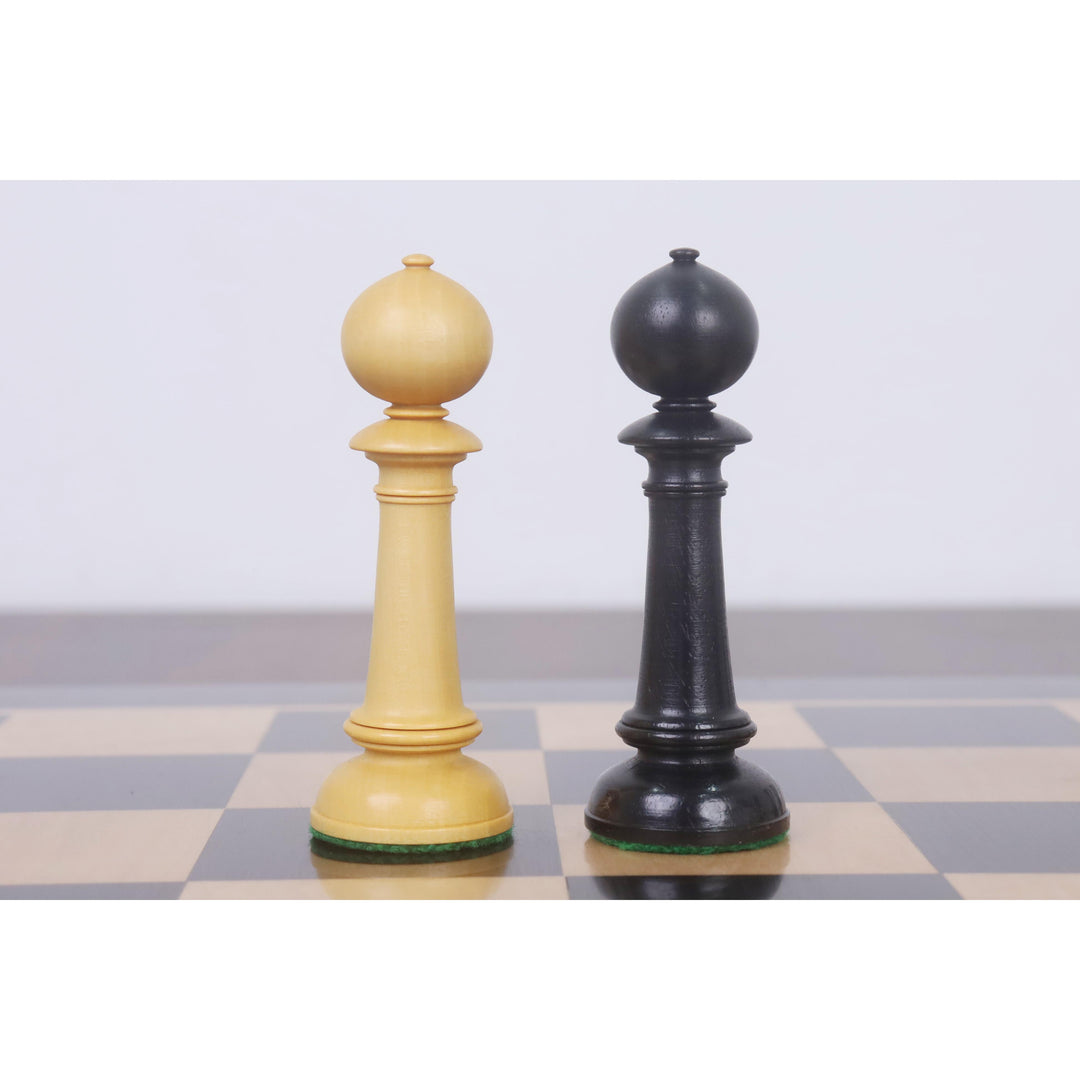 Ensemble d’échecs Edinburgh Northern Upright Pre-Staunton – Pièces en bois d’ébène avec plateau et boîte