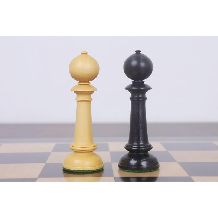 Ensemble d’échecs Edinburgh Northern Upright Pre-Staunton – Pièces en bois d’ébène avec plateau et boîte