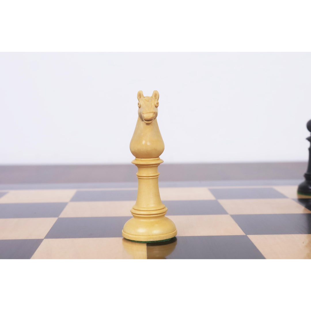 Ensemble d’échecs Edinburgh Northern Upright Pre-Staunton – Pièces en bois d’ébène avec plateau et boîte
