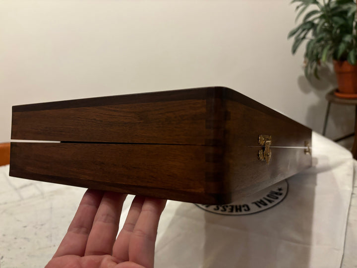 Slightly Imperfect 1950's Dubrovnik Chess Board Folding Style in Golden Rosewood & Maple Wood with Internal Storage - 57 mm square - Warehouse Clearance - USA Shipping Only