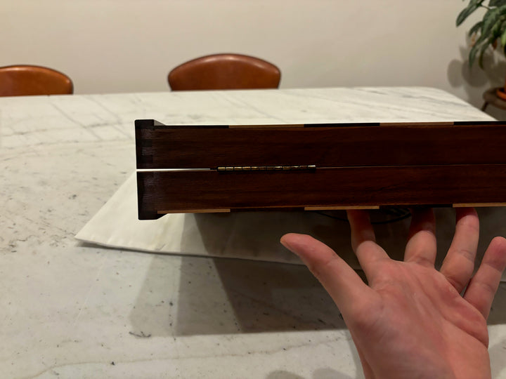 Slightly Imperfect 1950's Dubrovnik Chess Board Folding Style in Golden Rosewood & Maple Wood with Internal Storage - 57 mm square - Warehouse Clearance - USA Shipping Only