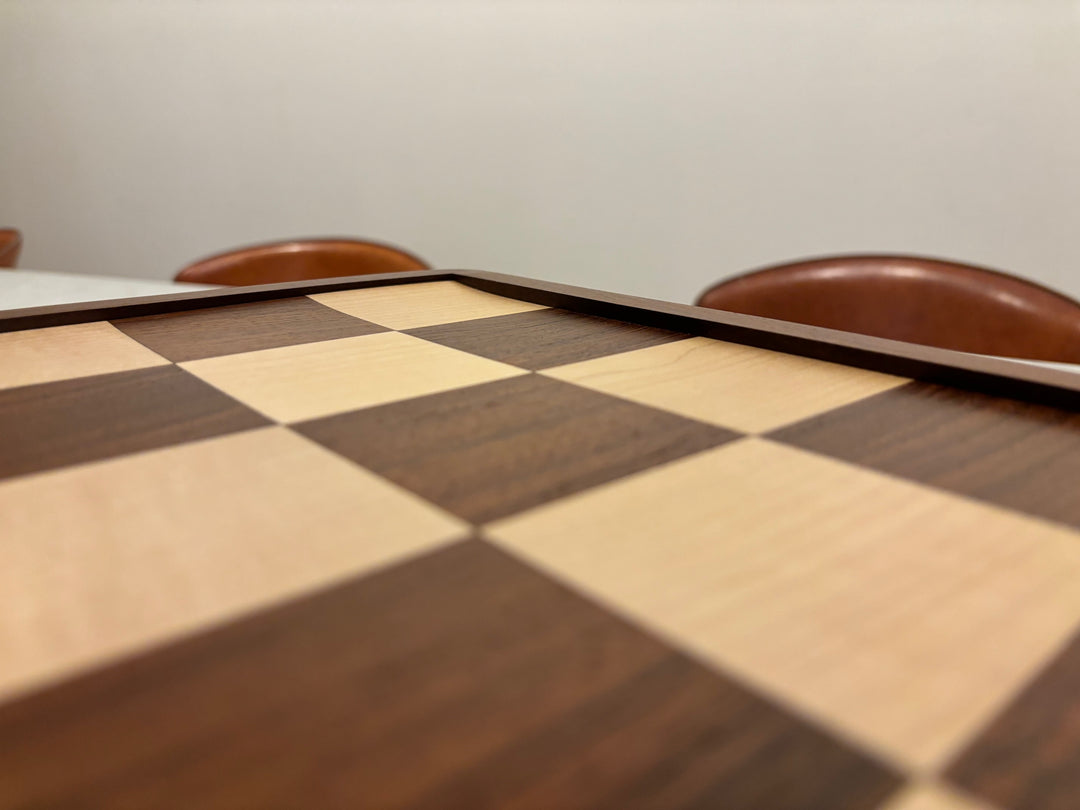 Slightly Imperfect 1950's Dubrovnik Chess Board Folding Style in Golden Rosewood & Maple Wood with Internal Storage - 57 mm square - Warehouse Clearance - USA Shipping Only