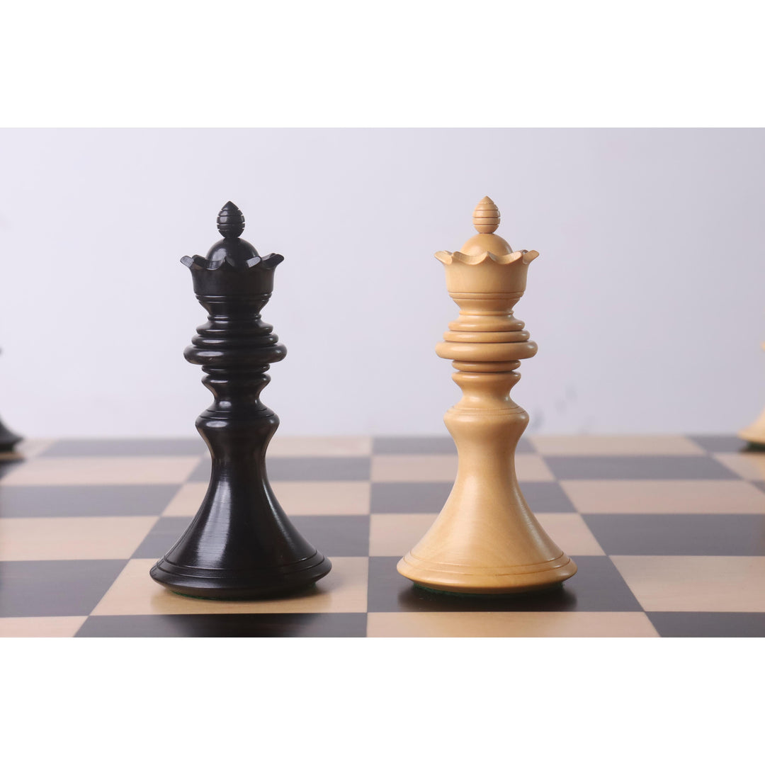 Combo di set di scacchi di lusso Staunton serie Aristocrat da 4,3 pollici - Pezzi in legno d'ebano e bosso con tavola e scatola
